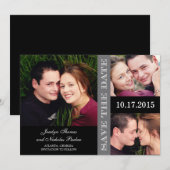 エンゲージメント コラージュ セーブ・ザ・デート カード - グレー (正面/裏面)