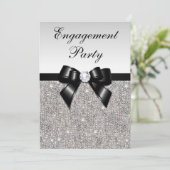 エンゲージメント シルバー シークインズ ブラック ボウ 招待状 (スタンド正面)