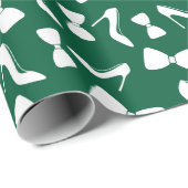 エンゲージメント ハイ ヒール、ボウ タイ ダーク グリーン シームレス ラッピングペーパー (ロールコーナー)