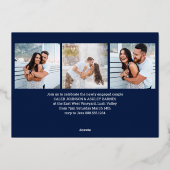 エンゲージメント パーティーのスクリプト4 写真 青 金 箔招待状 (裏面)