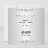 エンゲージメント ブラック ホワイト シルバー メタル ローズ 招待状 (裏面)