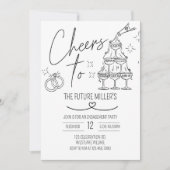 エンゲージメント, 乾杯, モダンな結婚式 招待状 (正面)