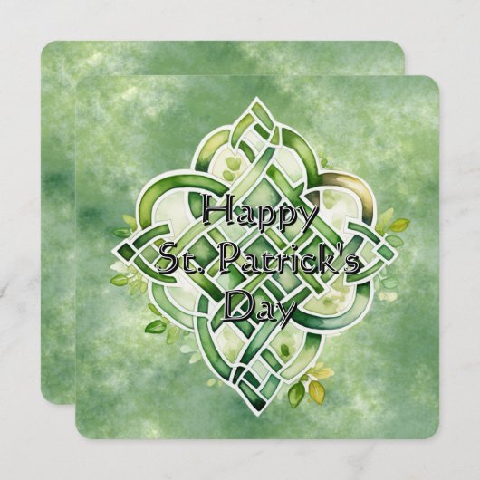 エンゲージンググリーンウォーターのカラーケルト結び目模様 シーズンカード (正面/裏面)