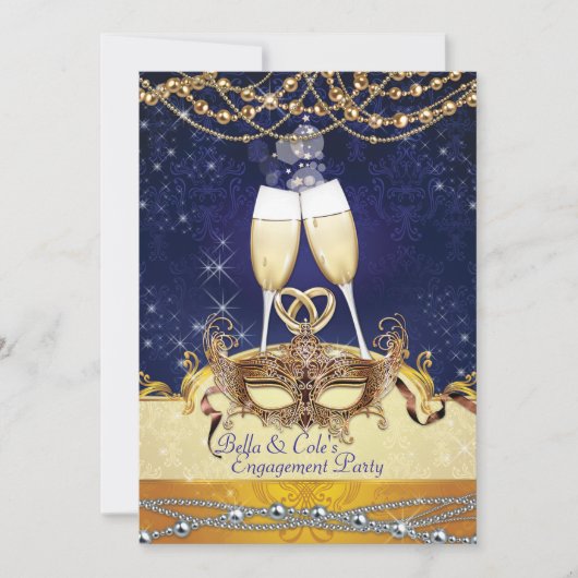 エンゲージ仮装マルディグラスバースデーパーティー招待状 招待状 (正面)