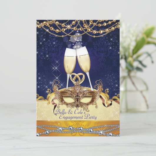エンゲージ仮装マルディグラスバースデーパーティー招待状 招待状 (スタンド正面)