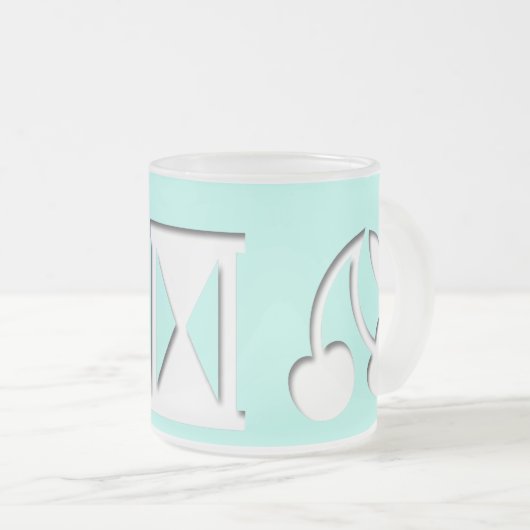 エンコードされたメッセージすりガラス製マグカップ フロストグラスマグカップ (正面右)