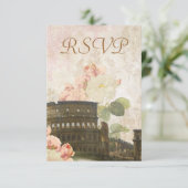 エンシェントローマピンクローズヴィンテージRSVPカード 出欠カード (スタンド正面)