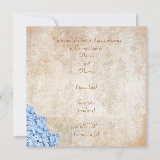 エンシェントローマブルーアジサイ結婚式招待状 招待状 (裏面)