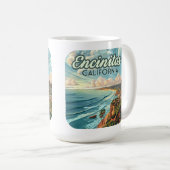 エンシニタスカリフォルニアサンディエゴビーチヴィンテージ コーヒーマグカップ (正面右)