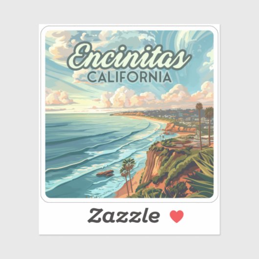 エンシニタスカリフォルニアサンディエゴビーチヴィンテージ シール (シート)
