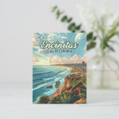 エンシニタスカリフォルニアサンディエゴビーチヴィンテージ ポストカード (スタンド正面)