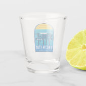 エンシニタスカリフォルニアトラベルアートヴィンテージ ショットグラス (裏面)