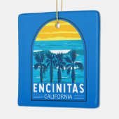 エンシニタスカリフォルニアトラベルアートヴィンテージ セラミックオーナメント (左)