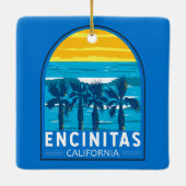 エンシニタスカリフォルニアトラベルアートヴィンテージ セラミックオーナメント (裏面)