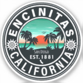 エンシニタスカリフォルニアレトロサンセットディ土産80s シール (正面)