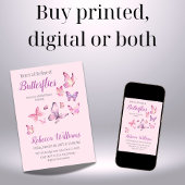 「エンシャント ライフタイム オブ バタフライ パープル ブライダル シャワー」 招待状