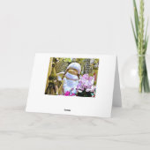 エンジェかわいらしルを背にしたピンクのクリスマスカード シーズンカード (裏面)