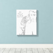 エンジェルあなたを見守るBlk Wht Sketch Canvas Art キャンバスプリント (インサイチュ (ウッドフロア))