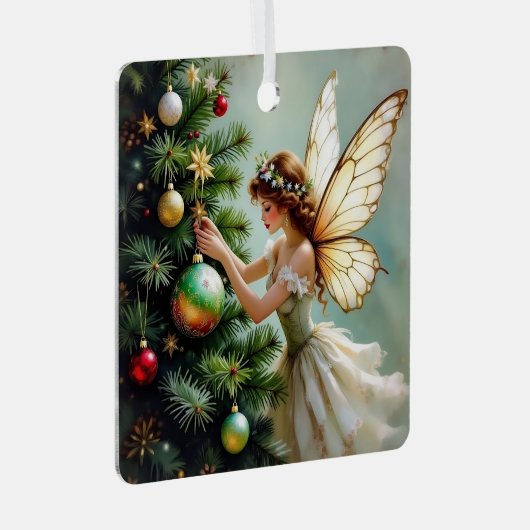 エンジェルかわいらしフェアリーパーソナライズされたクリスマス メタルオーナメント (正面右)