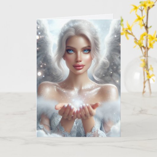 エンジェルかわいらし 神があなたを見守っている カード (黄色い花)