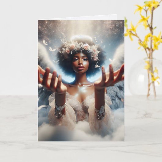 エンジェルかわいらし 神があなたを見守っている カード (黄色い花)