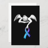 エンジェルがティール(緑がかった色)パープルリボン自殺防止を保持 セーブザデート (正面/裏面)