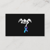 エンジェルがティール（緑がかった色）パープルリボン自殺防止を保持 名刺 (正面)