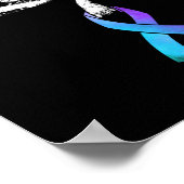 エンジェルがティール（緑がかった色）紫リボン自殺防止を保持 ポスター (角)