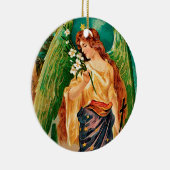 エンジェルがフローラ枝を持つ セラミックオーナメント (右)