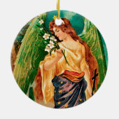 エンジェルがフローラ枝を持つ セラミックオーナメント (裏面)