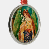 エンジェルがフローラ枝を持つ メタルオーナメント (右)