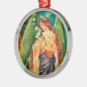 エンジェルがフローラ枝を持つ メタルオーナメント (左)