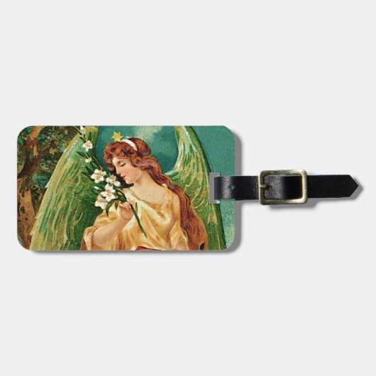 エンジェルがフローラ枝を持つ ラゲッジタグ (正面横)