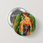 エンジェルがフローラ枝を持つ 缶バッジ (正面&裏面)