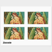 エンジェルがフローラ枝を持つ 長方形シール (シート)