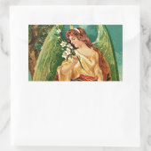 エンジェルがフローラ枝を持つ 長方形シール (バッグ)