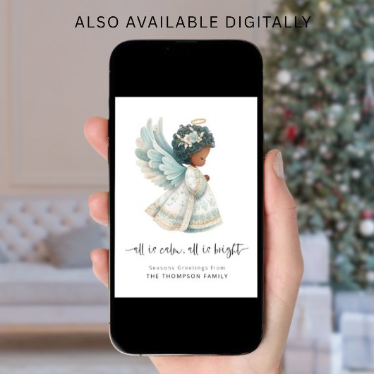 エンジェルすべてが穏やかである全て明るい出生クリスマス シーズンカード