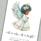 エンジェルすべてが穏やかである全て明るい出生クリスマス シーズンカード