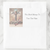 エンジェルとクロス復活祭の写真名プレート 長方形シール (バッグ)