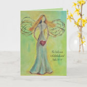 エンジェルとハート カード (黄色い花)