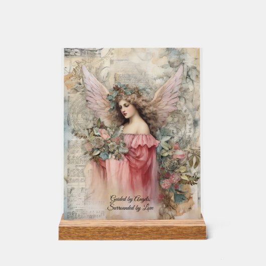 エンジェルとバラヴィンテージ-スタイルエンジェル アクリルサイン (正面)