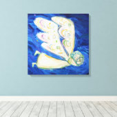 エンジェルとベビー絵画ズ（大きい四角 – エッジラップ） キャンバスプリント (インサイチュ (ウッドフロア))