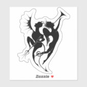 エンジェルと悪魔のシルエットビニールステッカー シール (シート)