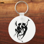 エンジェルと悪魔のシルエットボタンキーチェーン キーホルダー (正面)