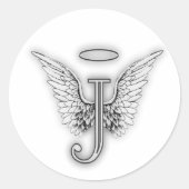 エンジェルアルファベットイニシャルJウィングスハロークラシック ラウンドシール (正面)