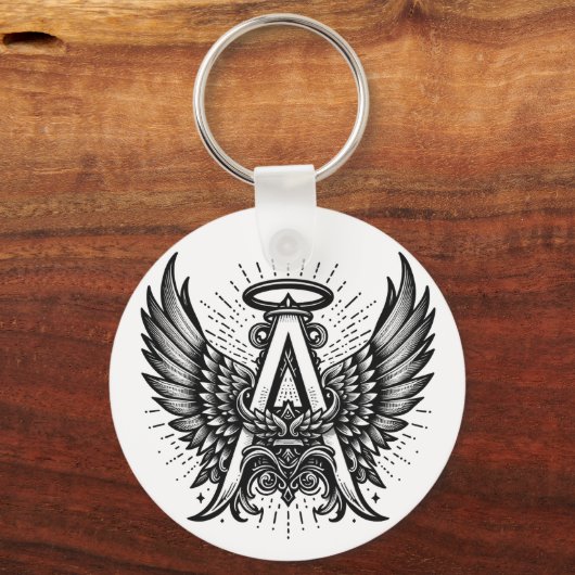 エンジェルアルファベットAイニシャル後者ウイングハロー キーホルダー (正面)