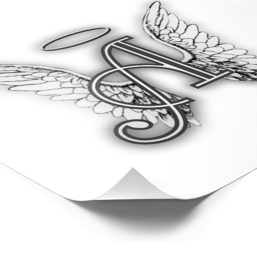 エンジェルアルファベットAイニシャル後者ウイングハロー フォトプリント            (角)