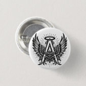 エンジェルアルファベットAイニシャル後者ウイングハロー 缶バッジ (正面&裏面)