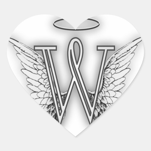 エンジェルアルファベットBイニシャルレターウィングスハロー ハートシール (正面)