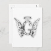 エンジェルアルファベットGイニシャル後者ウイングハロー ポストカード (正面/裏面)